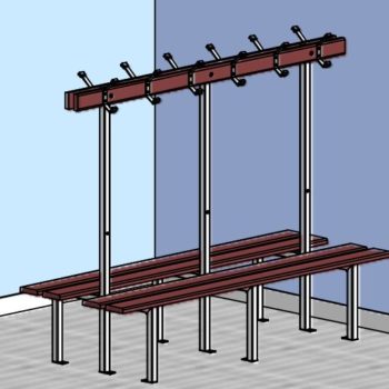 Banc central double exotique support galvanise + ral blanc