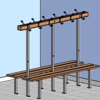 Banc central double sapin support galvanise + ral blanc