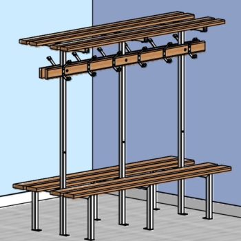 Banc central double sapin support galvanise + ral blanc