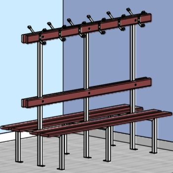 Banc central double exotique support galvanise + ral blanc