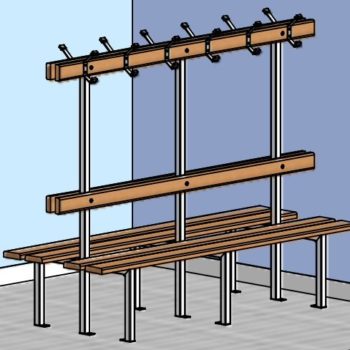 Banc central double sapin support galvanise + ral blanc