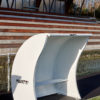 ABRI DE TOUCHE MONOBLOC ALUMINIUM POUDRE BLANC – HT 1M80 – LONG 3M50