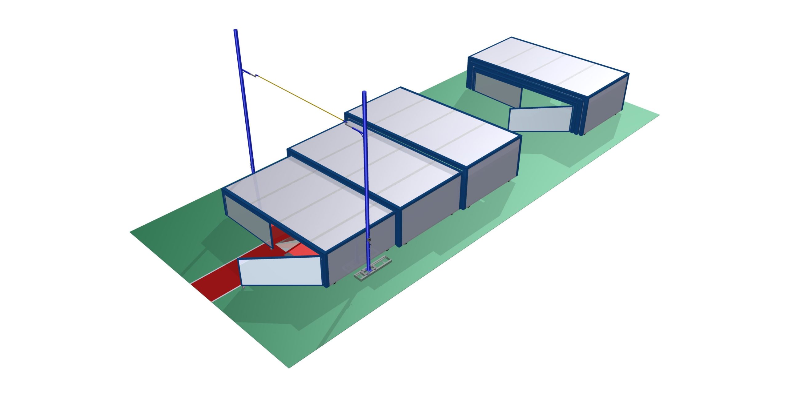 Pole vault pit's shelter 3 parts pivoting wheels for flexy 3 & 4 - Image 2