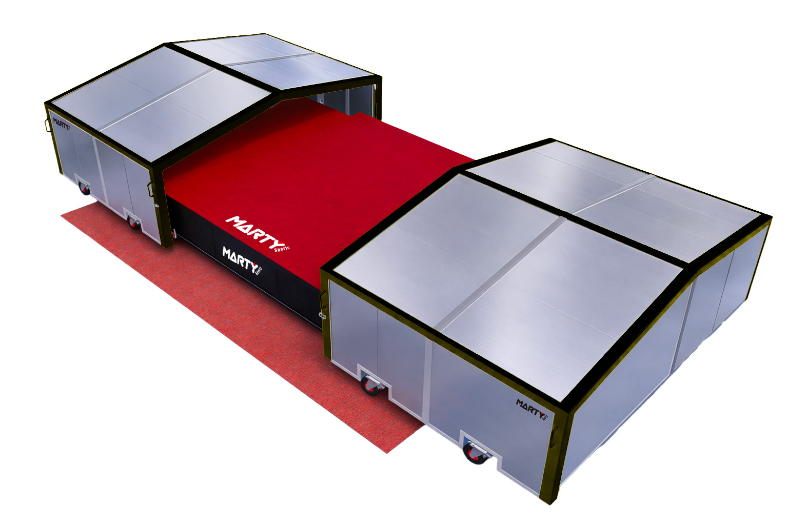 Abris de sautoir Hauteur – 6m70 x 4m90 – 2 parties / Roues pivotantes