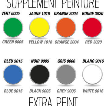 Option peinture chassis – abris ht 2m00 -long 2m20 – 8 ral au choix