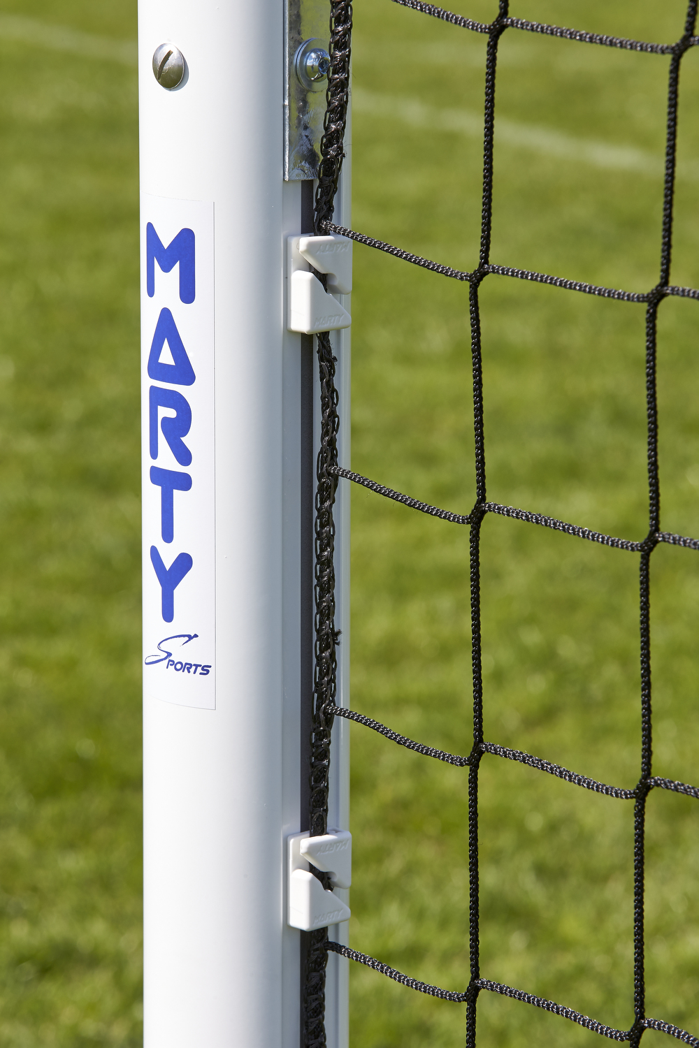 Attache filet PVC blanc pour but aluminium