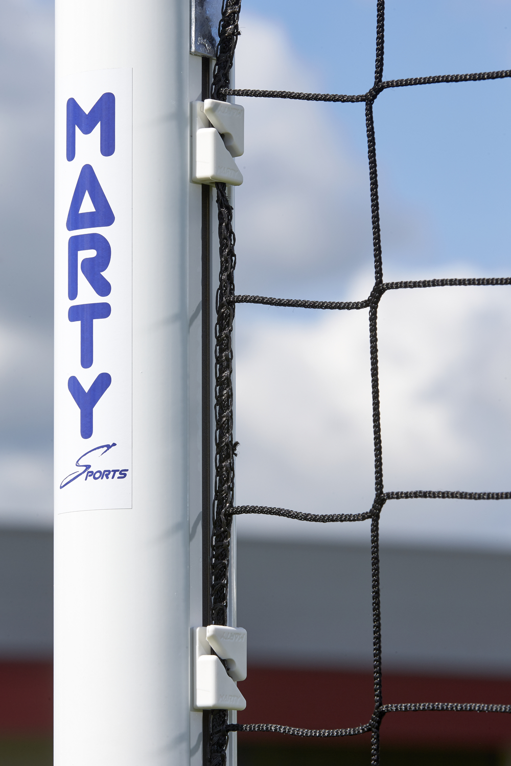 Attache filet PVC blanc pour but aluminium