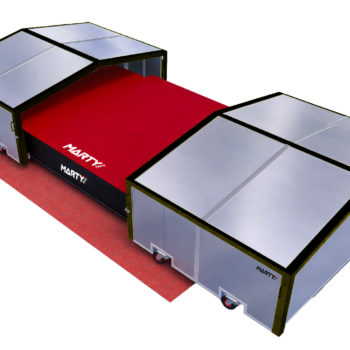 Abris de sautoir Hauteur – 6m70 x 4m90 – 2 parties / Roues pivotantes